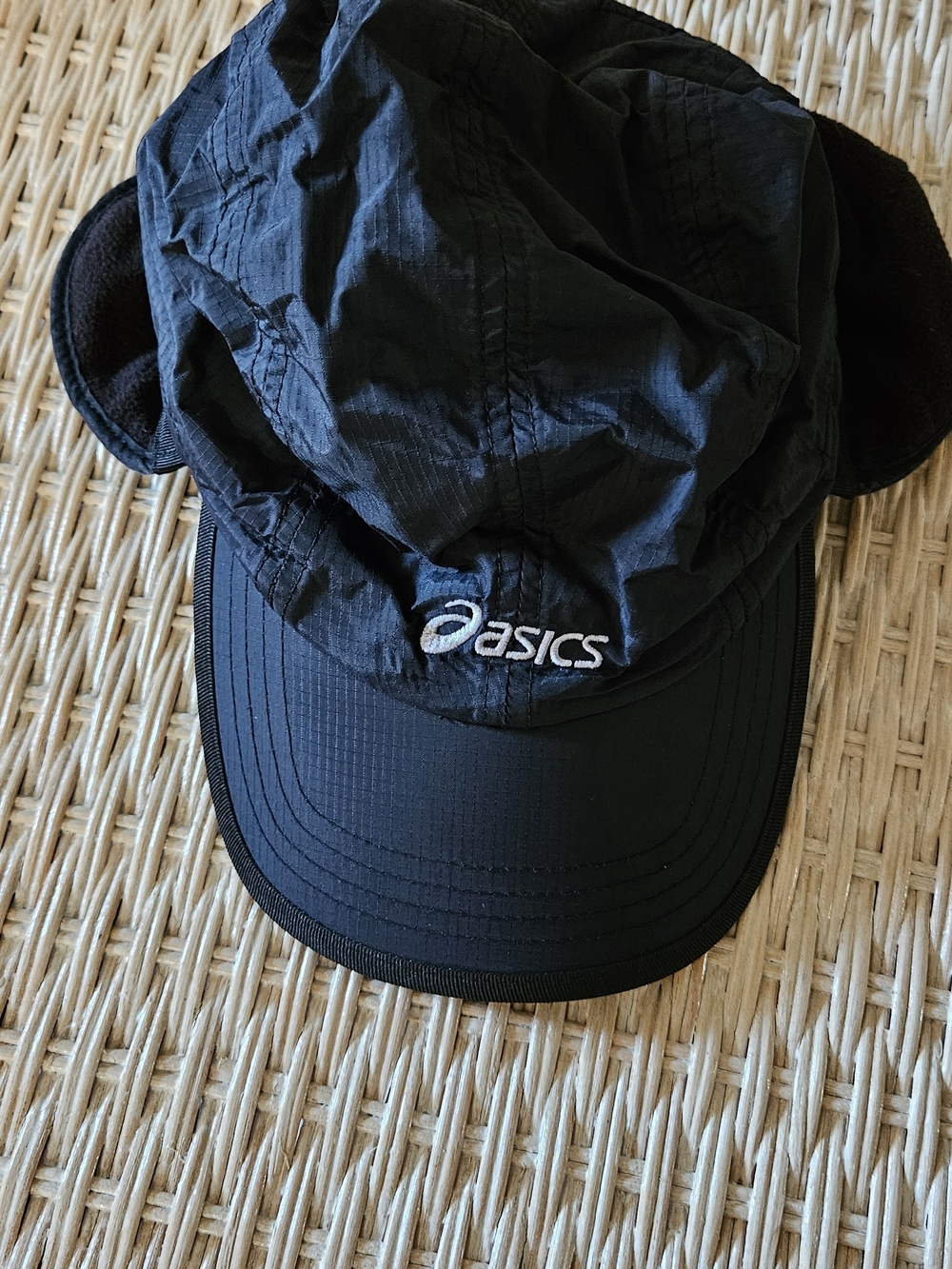 ASICS Black Lightweight Performance Cap with Ear Flaps